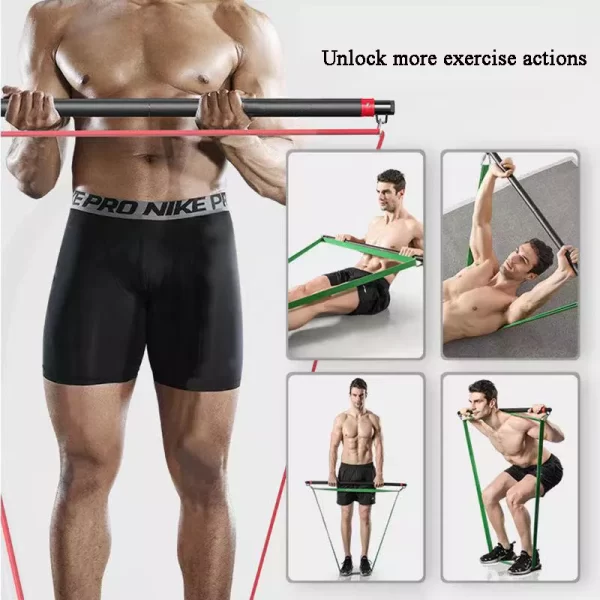 Portable Pilates Stick Kit Rubber Band pilates bar kit with long resistance bands - Image 2