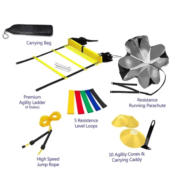 Speed Agility Training Set Kit Cones Ladder Fitness Equipment Exercises Sports Speed Training Agility Ladder - Image 3